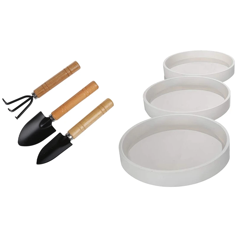 

3 Pcs Hollow Out Doublet Shovel Beaker Handle Gardening Tools & 3 Pcs Big DIY Round Coaster Silicone Mold