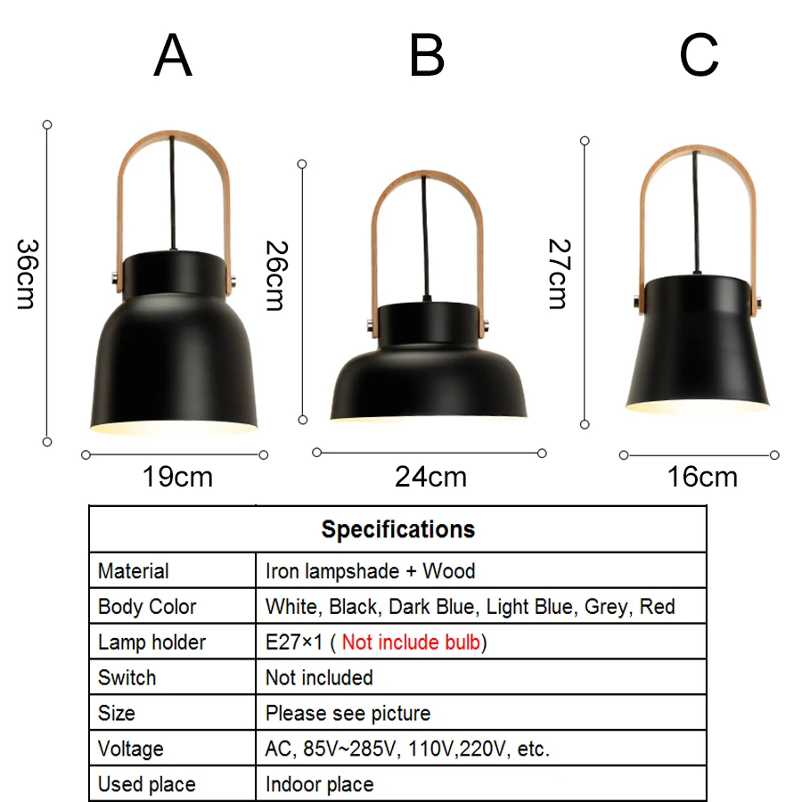 

Modern Nordic Pendant Lights Retro Pendant Lamp Industrial Lamp Hanging Wood Dining Living Room Home Decor Light Fixture E27