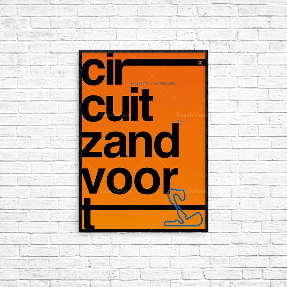 

Zandvoort Circuit Formula 1 Gift, Formula 1 Art, Print, F1 Race Track Circuit Map Orange Dutch Typography Poster, Retro Poster,