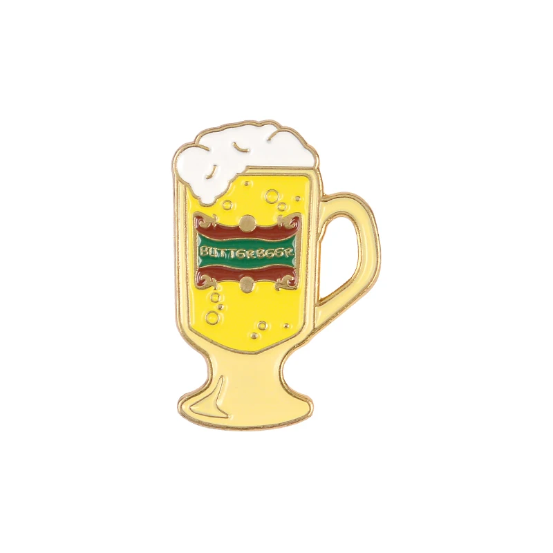 Butterbeer эмалированная булавка на заказ на день рождения торт кофейные Броши рубашка нагрудная сумка Волшебный мир значок книга фильм ювелирные изделия подарок для фанатов - Окраска металла: butterbeer