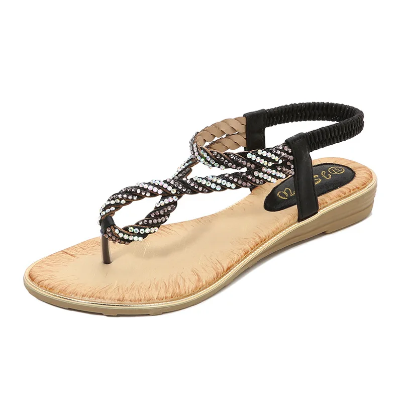 

Women's shoes U-shaped water drill clip-toe sandals women's loose-belt sequin sandals leather gladiator sandals Ladys' shoes
