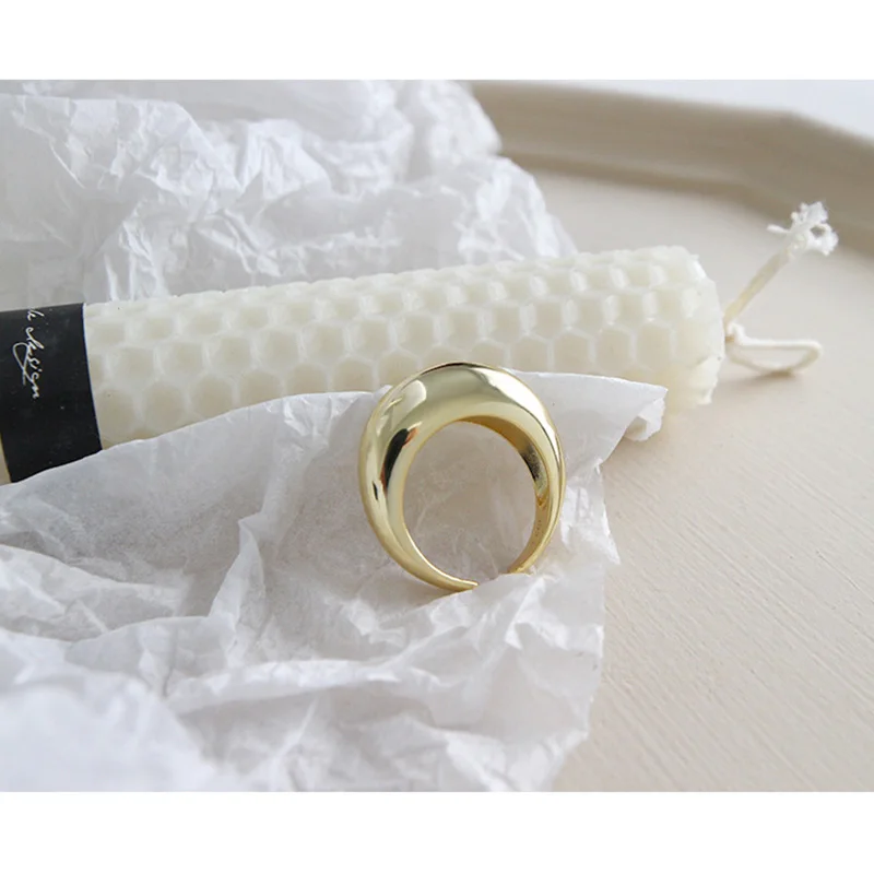 gold GHIDBK Стерлинговое Серебро 925 пробы, Золотое толстое Открытое кольцо с куполом s, Крутое минималистичное массивное кольцо с куполом, классическое смелое кольцо невесты - Цвет основного камня: gold