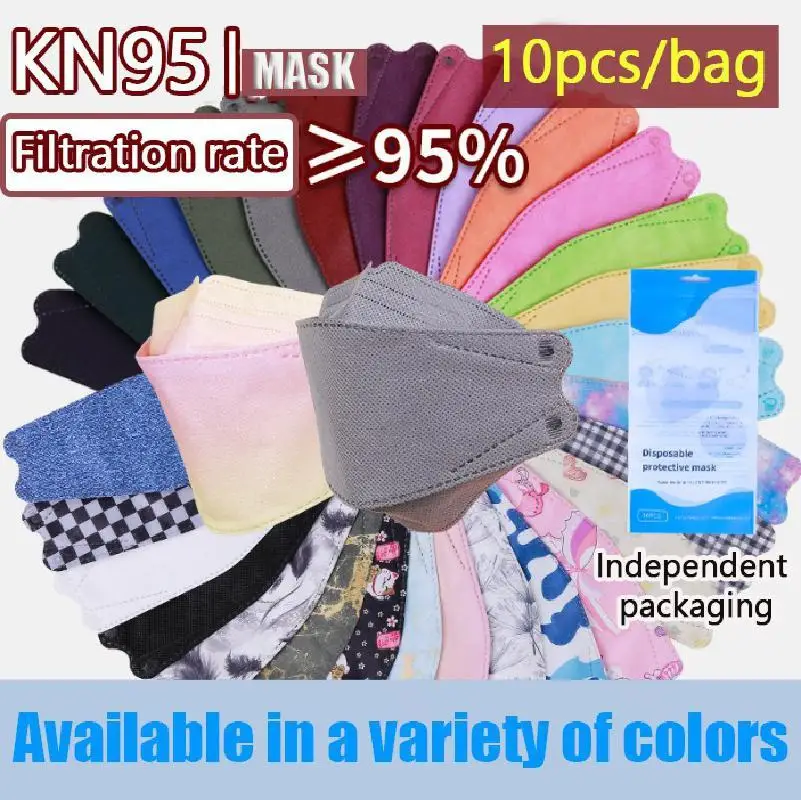 

10-100pcs Adult Fish Type KN95 FFP2 Mask Independent Packaging Korea 3D Protective KN95 Disposable Respirator Mouch Mascarillas