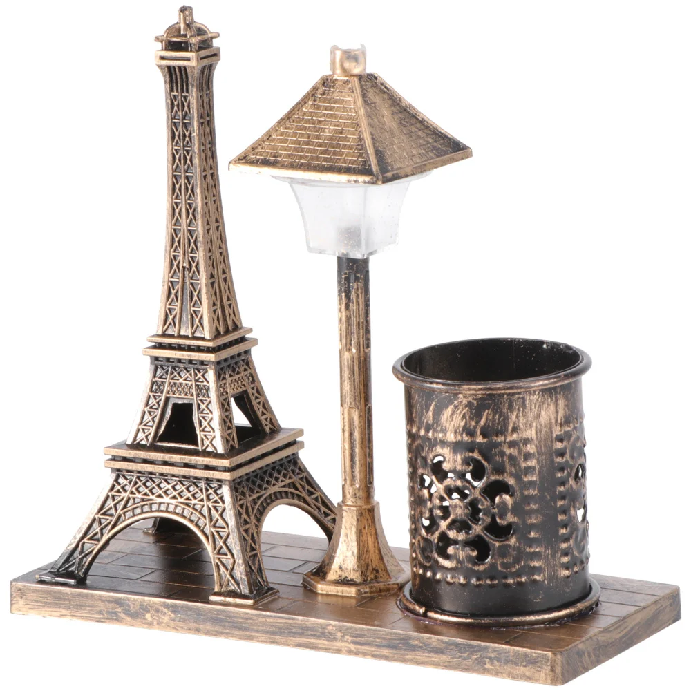 

1pc Retro Art Crafts Road Lamp Shape Night Light Pen Case Tabletop Ornament