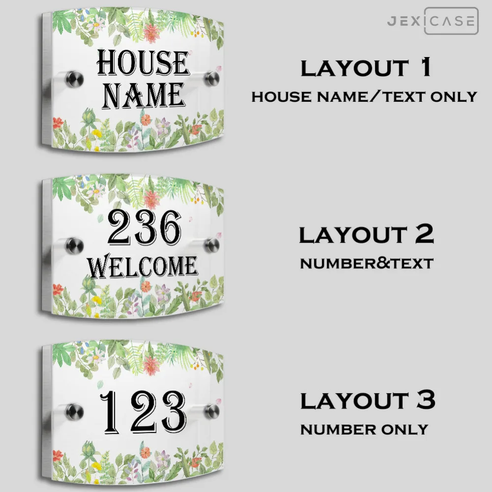 Цветы персонализированные современный дом номер двери знак акриловая матовая