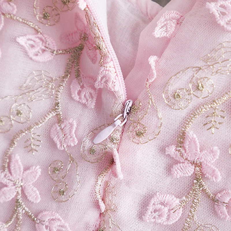 

EACHIN Girls Dresses Summer Puff Sleeve Lace Embroidery Printing Wedding Dress Princess Dress Children Clothing Kids Party Dress