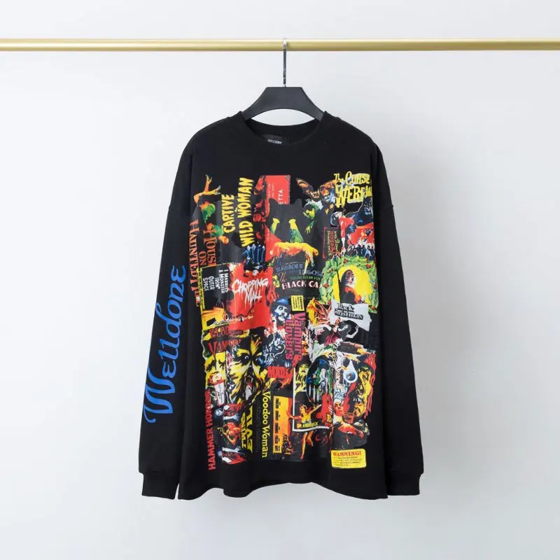 

Ins Japan and South Korea tide brand welldone long sleeve T-shirt we11done casual loose print OS bottom long sleeve