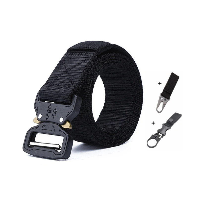 B belt and 2 hook Тактический ремень для спорта на открытом воздухе, нейлоновые поясные ремни с аксессуарами для охоты, армии, тяжелая тренировочная Боевая Мужская Военная - Color: B belt and 2 hook