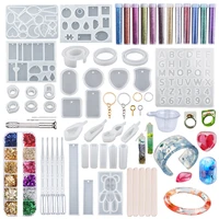 diy jewelry resin casting molds tools kit 31pcs silicone mold alphabet number ring bear round drill glitter jewelry making craft