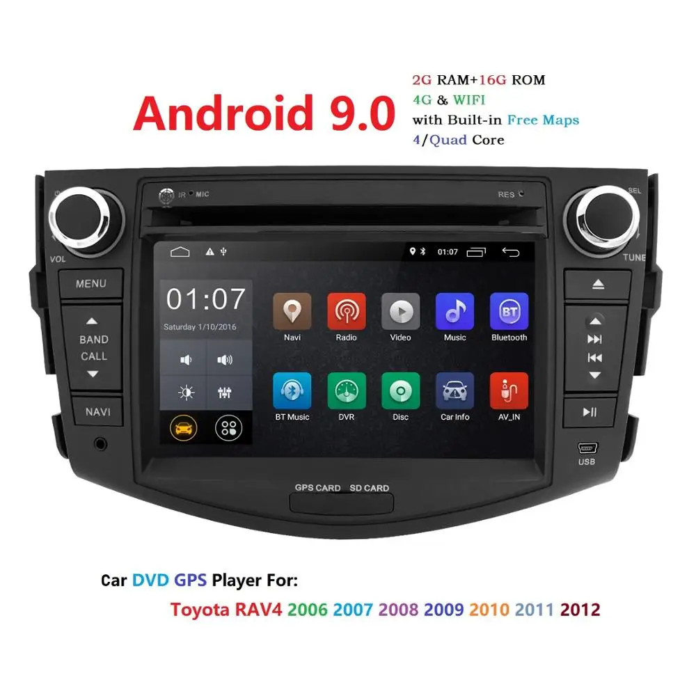 Четырехъядерный 1024*600 HD экран 2 Din Android 9 0 автомобильный DVD для Toyota Rav 4 RAV4 Аудио Видео