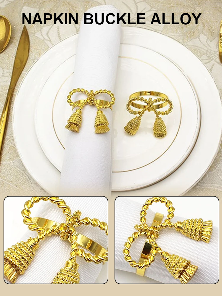 

12 Restaurant Bow Tie Table Decoration Holder Buckle Family Gatherings Gold Butterfly Christmas Wedding Party Home Napkin Ring