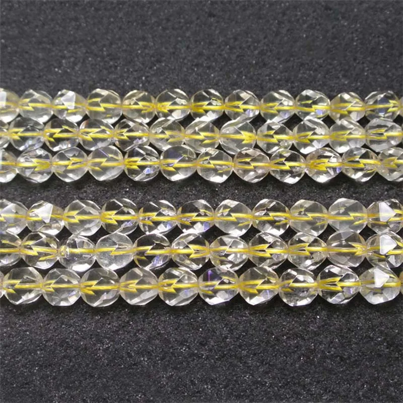 

6-10mm Natural Faceted lemon agate irregular round Stone Beads For DIY necklace bracelet jewelry making 15 "free delivery
