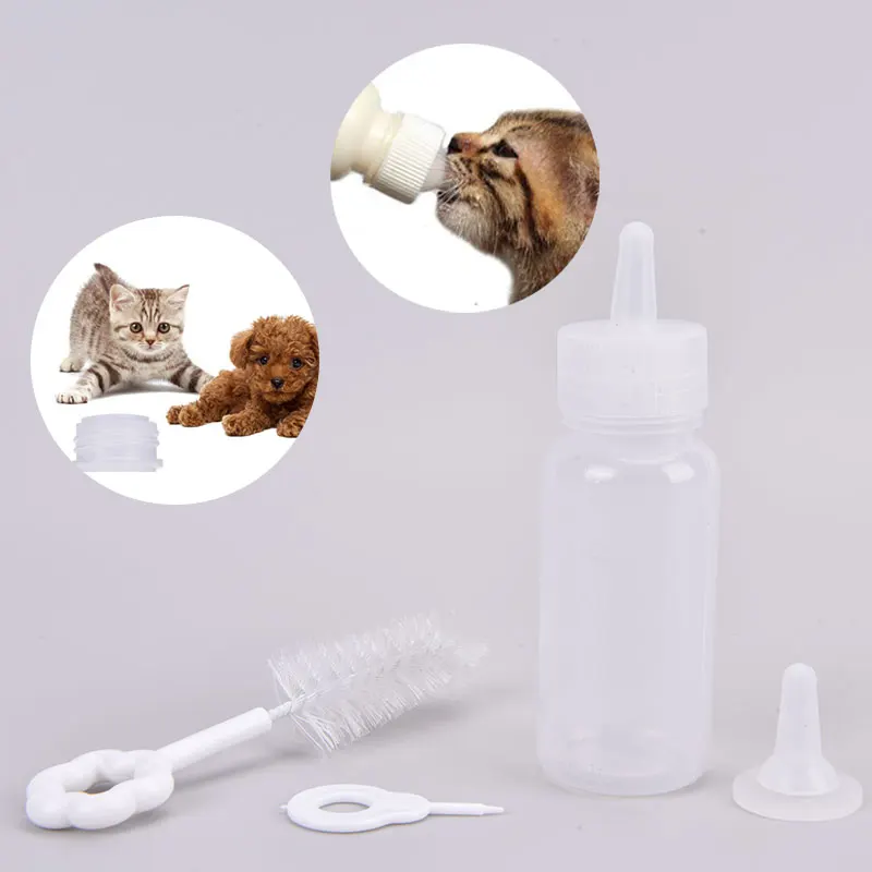 

1set Puppy Kitten Feeding Bottle Set Pet Dog Cat Bady Nursing Water Milk Feeder With Cleaning Brush Newborn Cat Drinking Bottle