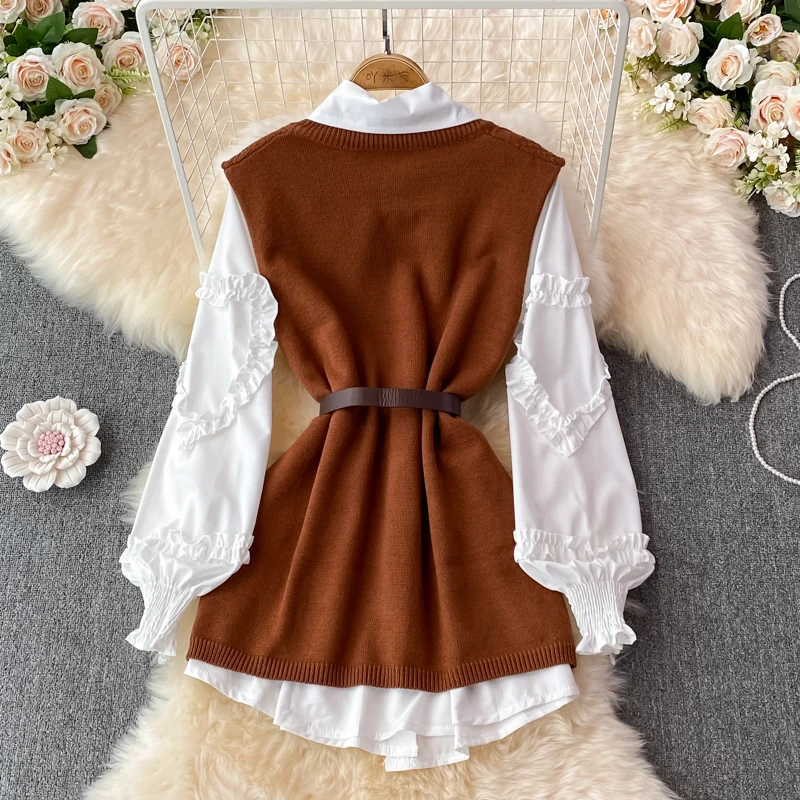 Весна-Осень 2022 костюмы в корейском студенческом стиле женские белые шикарные