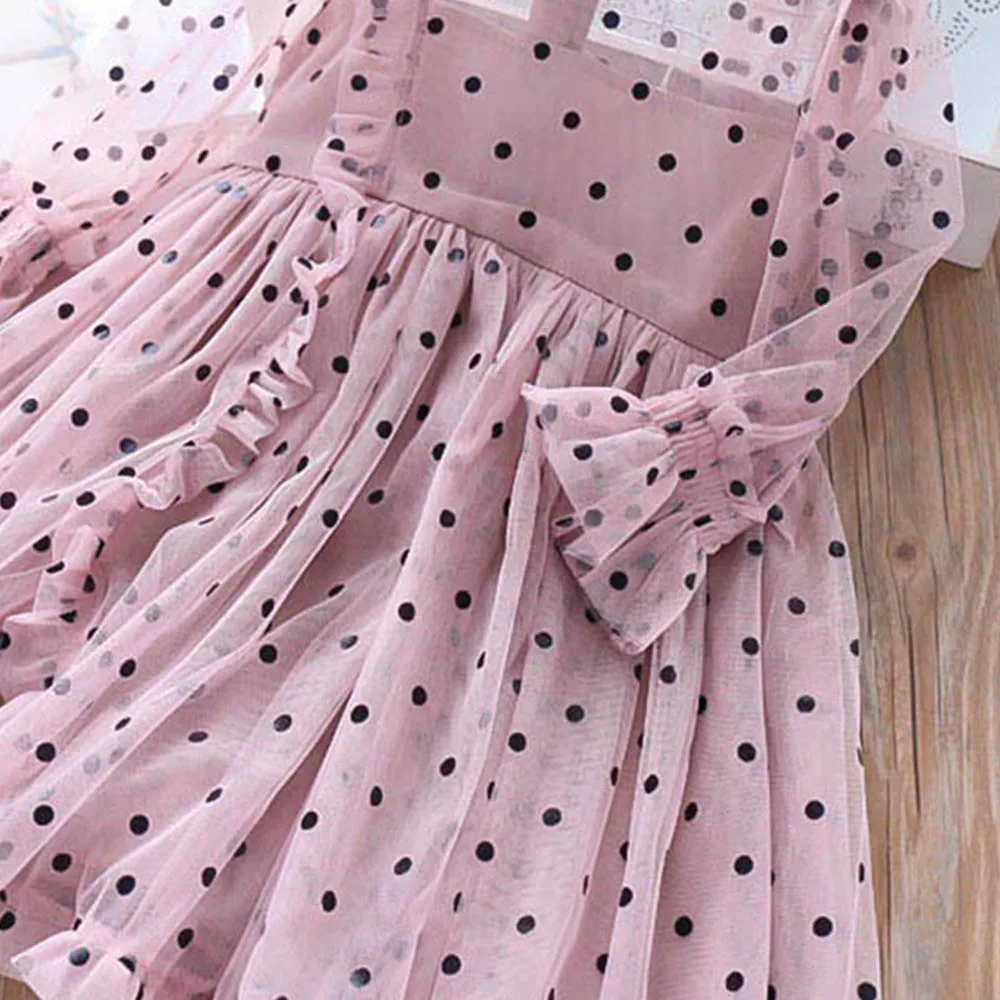 Детское летнее платье в горошек с расклешенными рукавами | Детская одежда и обувь