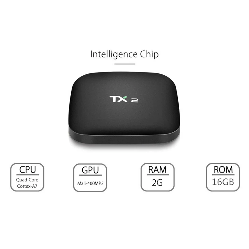 TX2 2GB+ 16GB Rockchip RK3229 Android 6,0 ТВ-приемник с WiFi медиаплеером US Plug