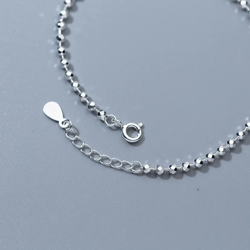 Браслет на ногу из серебра 925 пробы с круглыми бусинами