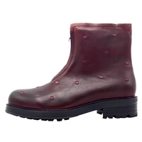 winter wine red mens boots genuine leather men boots round toe short ankle boots for men