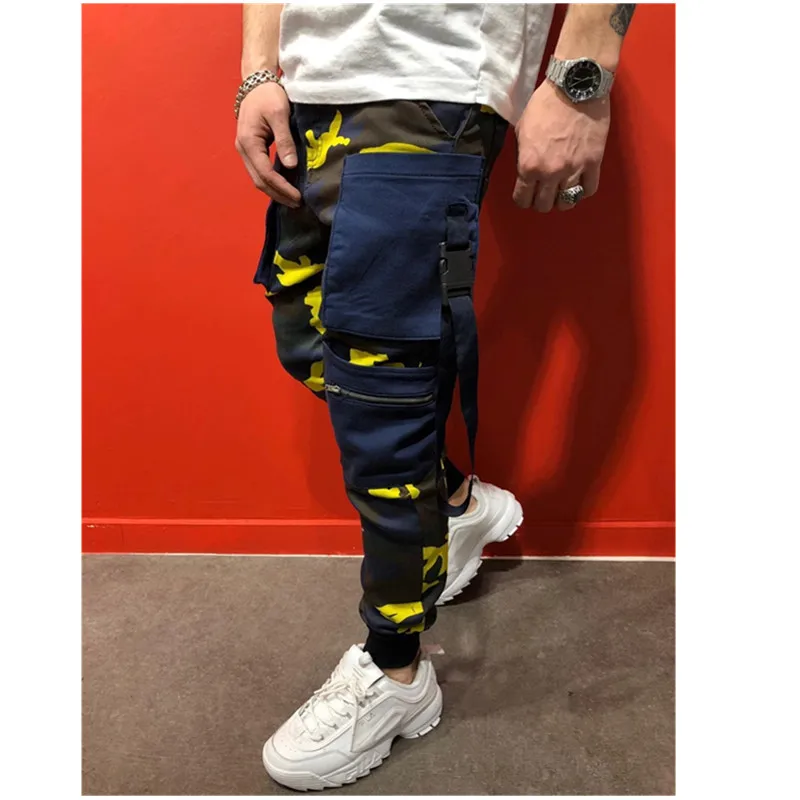 Тонкие летние мужские камуфляжные повседневные штаны Лоскутные Спортивные