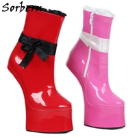 sorbern exotic bowknot horse heel boots ankle high heelless comfortable hoof heels booties play fun drag queen shoes custom