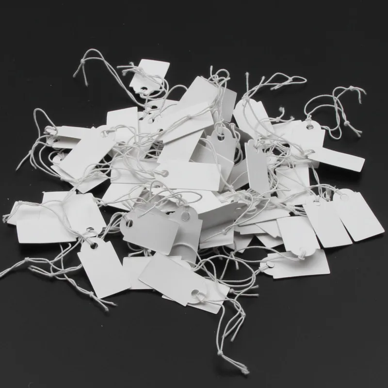 13x26mm 100pcs New Rectangular Paper Price Tag White Blank String Watch Jewelry Display Cards Promotion Label For Sales | Украшения и