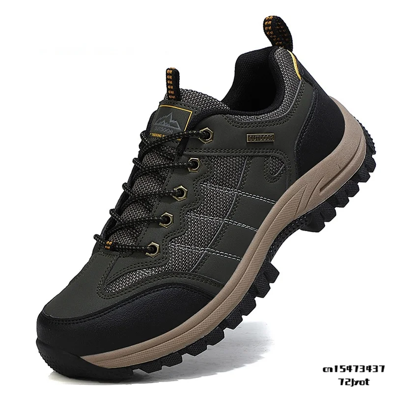 

Profession Waterproor Hiking Shoes Men Leather Athletic Outdoor Climbing Boots Mens Trekking Tourism Sneakers Big Size 39~46