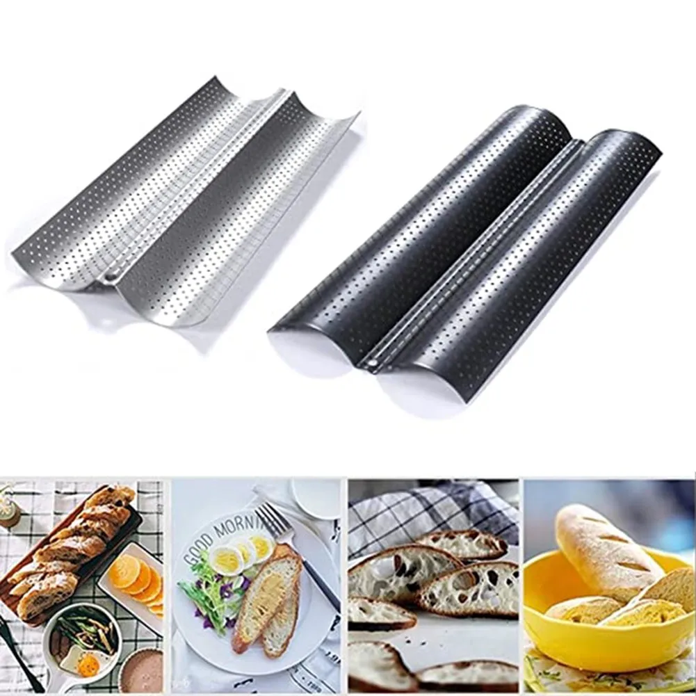

French Bread Baking Tray Wave Mold Baguette Bake Mold Pan 2 Groove Waves Bread Mold DIY Baking And Pastry Tool
