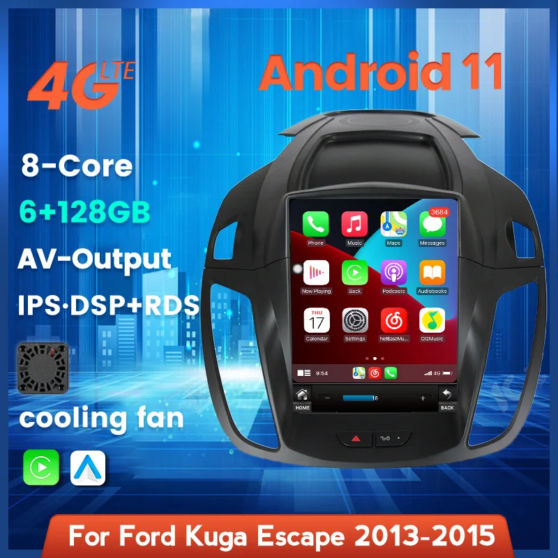 Экран Tesla для Ford C max 2012 Kuga Escape 2013 2015 Android 11 6 + 128 ГГц GPS навигация автомобильное радио