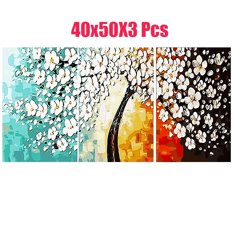 3 шт. абстрактная краска по номерам листья дерева масляная рисование на холсте