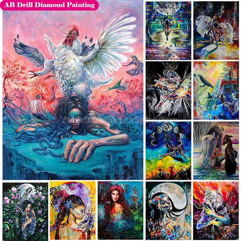 

5D DIY AB Diamond Painting Kits Full Square Diamond Round Diamond Color Art Diamond Mosaic Super Realistic Diamond Embroidery