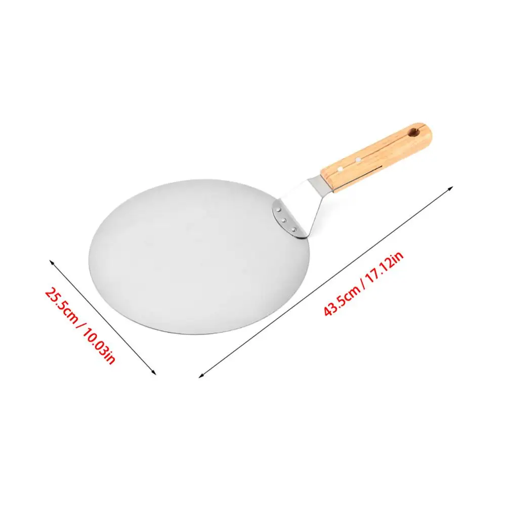 Лопатка для пиццы лопатка из нержавеющей стали с деревянной ручкой 10 дюймов