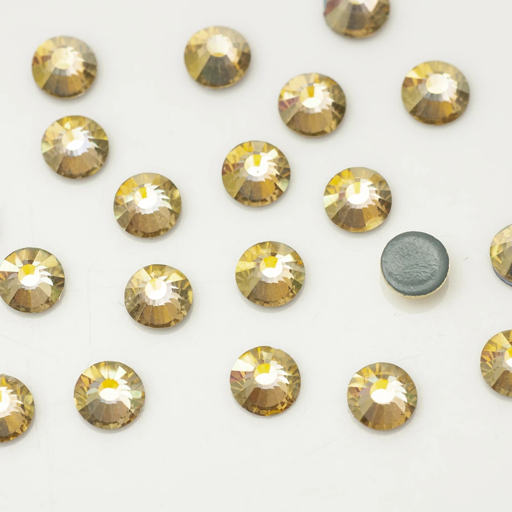 

Jonquil AB Hotfix Strass Flatback Glass Rhinestones Round Glitter Iron On Crystal Stones For DIY Crafts Sewing Garment