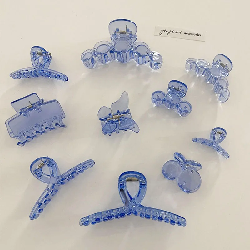 

Women Girls Korean Calw Clips Headwear Fashion Hair Accessories New Blue Transparent Hair Claw Acrylic Geometric Hair Clip Clamp