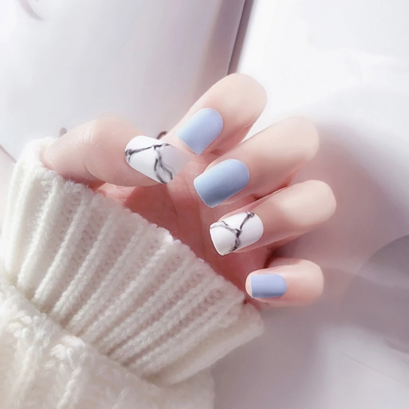 24Pcs/Set Artificial Short Full Cover False Fake Matte Nails Art Tip DIY MS-09 | Красота и здоровье