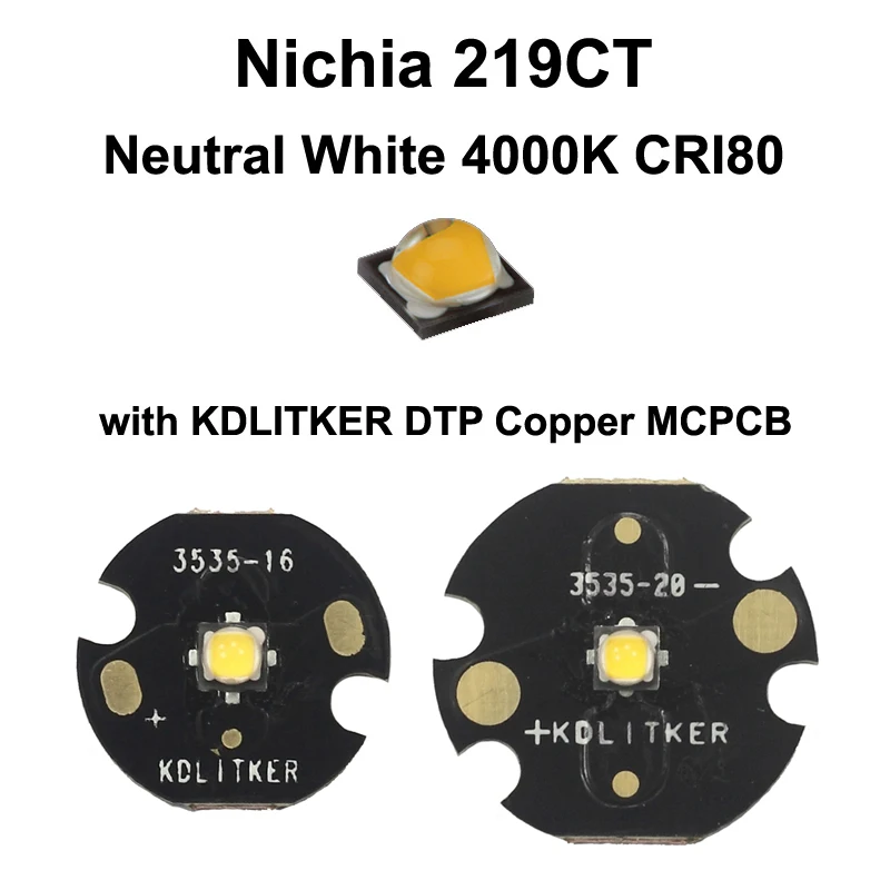 Nichia 219CT нейтральный белый 4000K CRI80 светодиодный излучатель с KDLITKER DTP медный MCPCB (1 шт.)