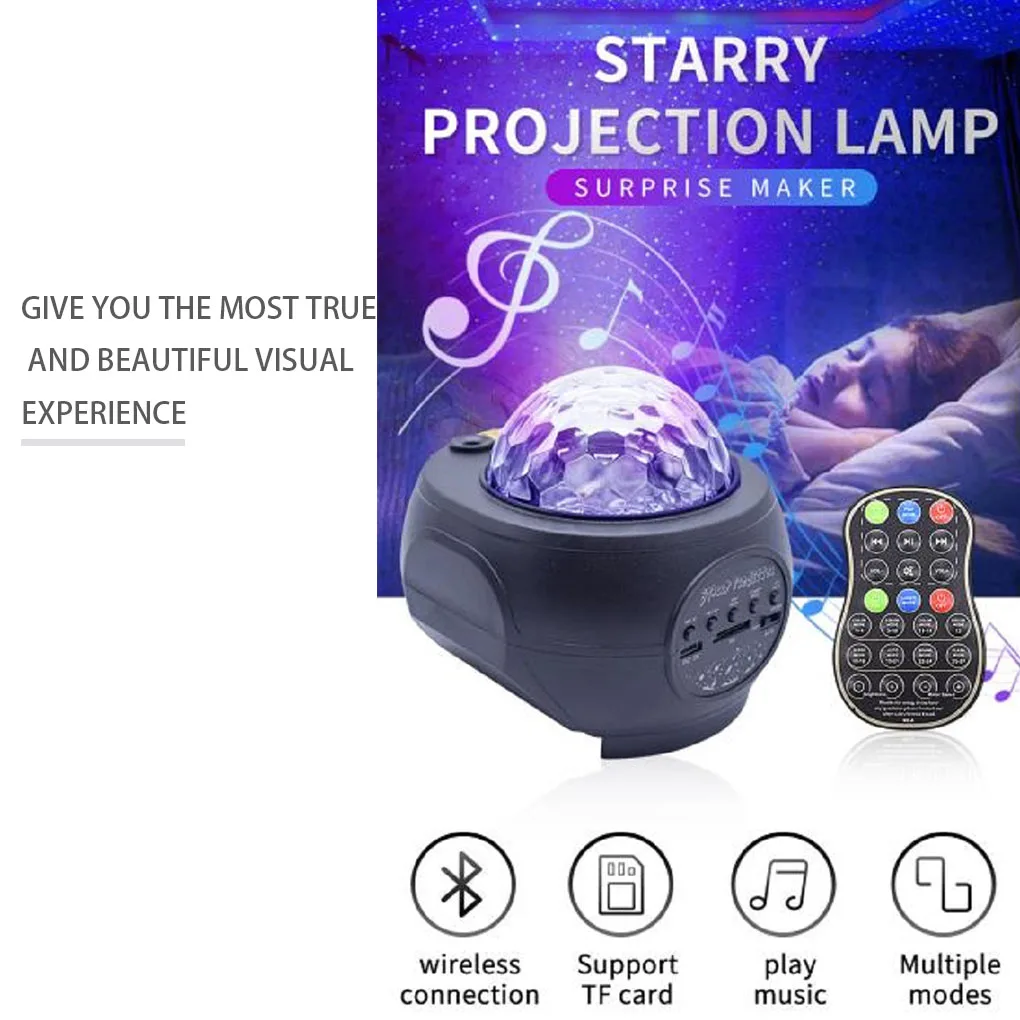 

LED Galaxy Projector Ocean Wave LED Night Light Music Player Remote Star Rotating Night Light Luminaria For Holiday Celebration
