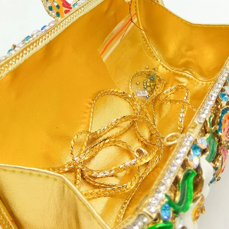 Boutique De FGG женская вечерняя сумочка клатч со стразами и разноцветными цветами
