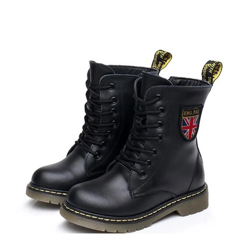 Детские мотоциклетные ботинки из натуральной кожи на шнуровке до середины