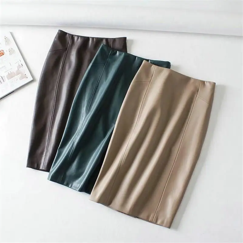 Женская сексуальная юбка карандаш миди из искусственной кожи осенняя посылка с