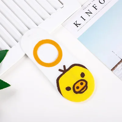 Носки с мультипликационным принтом Rilakkuma Kiiroitori, милые забавные носки, новинка, персонализированные женские хлопковые носки, calcetines mujer divertido - Цвет: 2-2