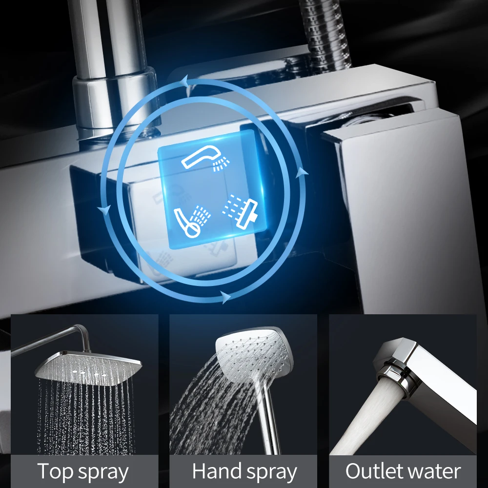 Shower Faucets with 8 inch Head 3 functions Set Bathroome Hot Cold Water Mixer Chrome With Soap Dispenser | Обустройство дома