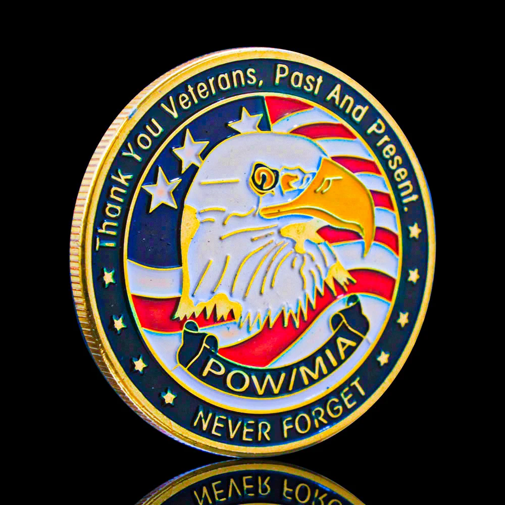 

Gold Plated Never Forget Pow Mia Usa Eagle Challenge Currency Challenger Coin Souvenirs Coins Gift Medal Antique Collectible