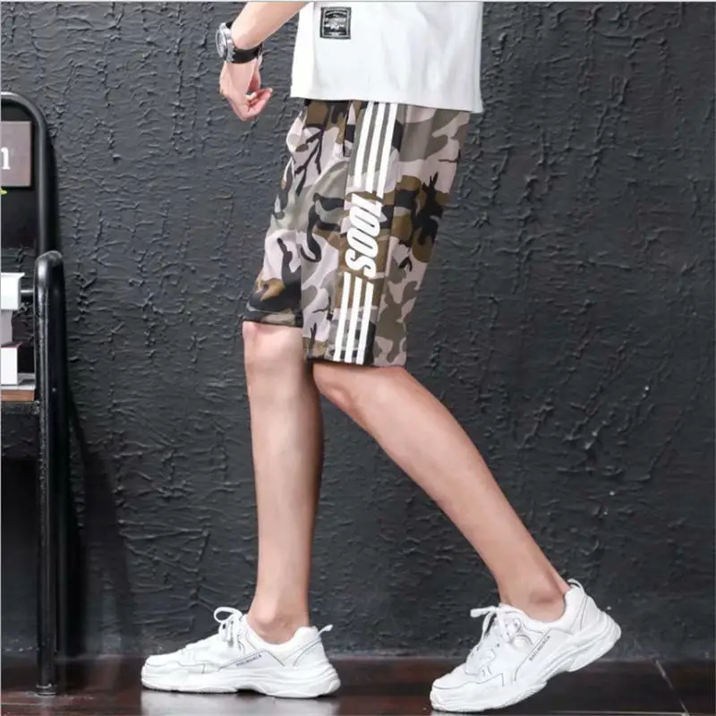 

2021 Summer New Quick Dry Camouflage Shorts Men's Loose Five-point Pants Sports Leisure Pants Thin Elastic Waist Beach Pants