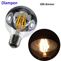 g80 e27 6w dimmer led filament cob bulb light 110v 220v dimming globe edison silver top mirror shadowless lamp home lighting