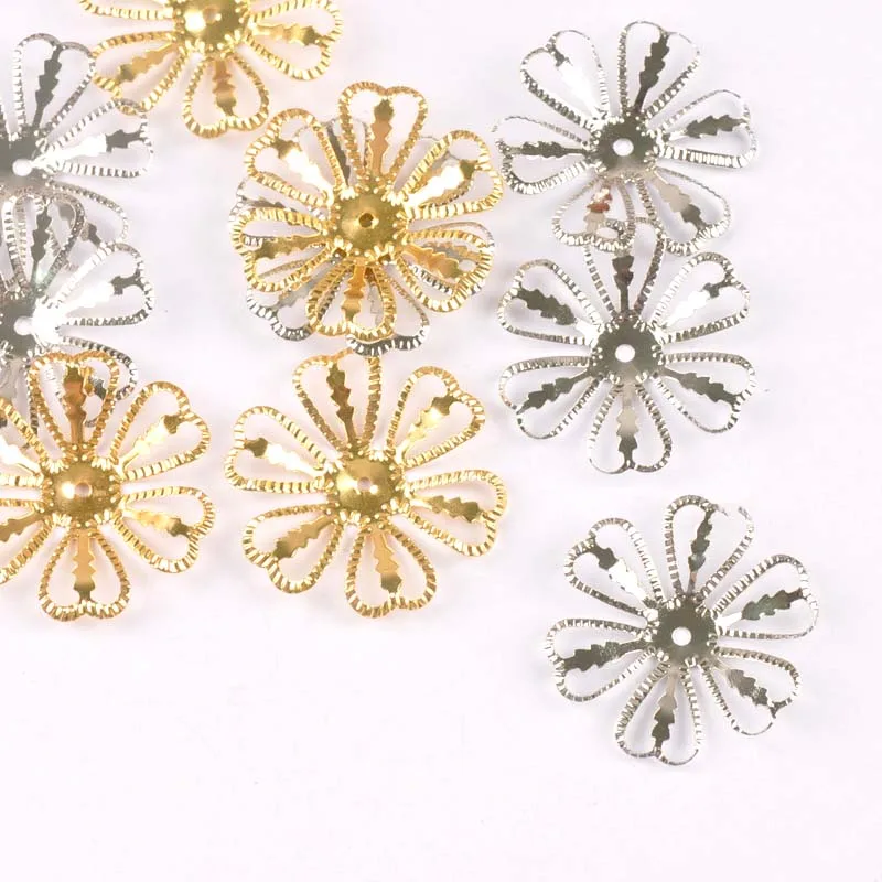 Серебряное Золото Тон Цветок соединители филигранные Обертывания DIY ювелирных