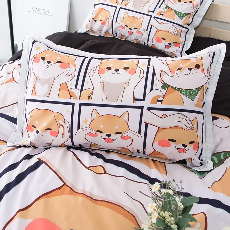 

Cute Shiba Inu Soft Bedding Set Pets Dog Queen Duvet Cover Sets Adults/Kids Twin King cartoon new Luxury fashion 3D Bedclothes