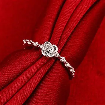 

Fashion Hot Sale Exquisite Beautiful Flower Rose Shape Inlaid Lady Ring Jewelry Wholesale Couple Wedding Rings 2021 HFR014-A