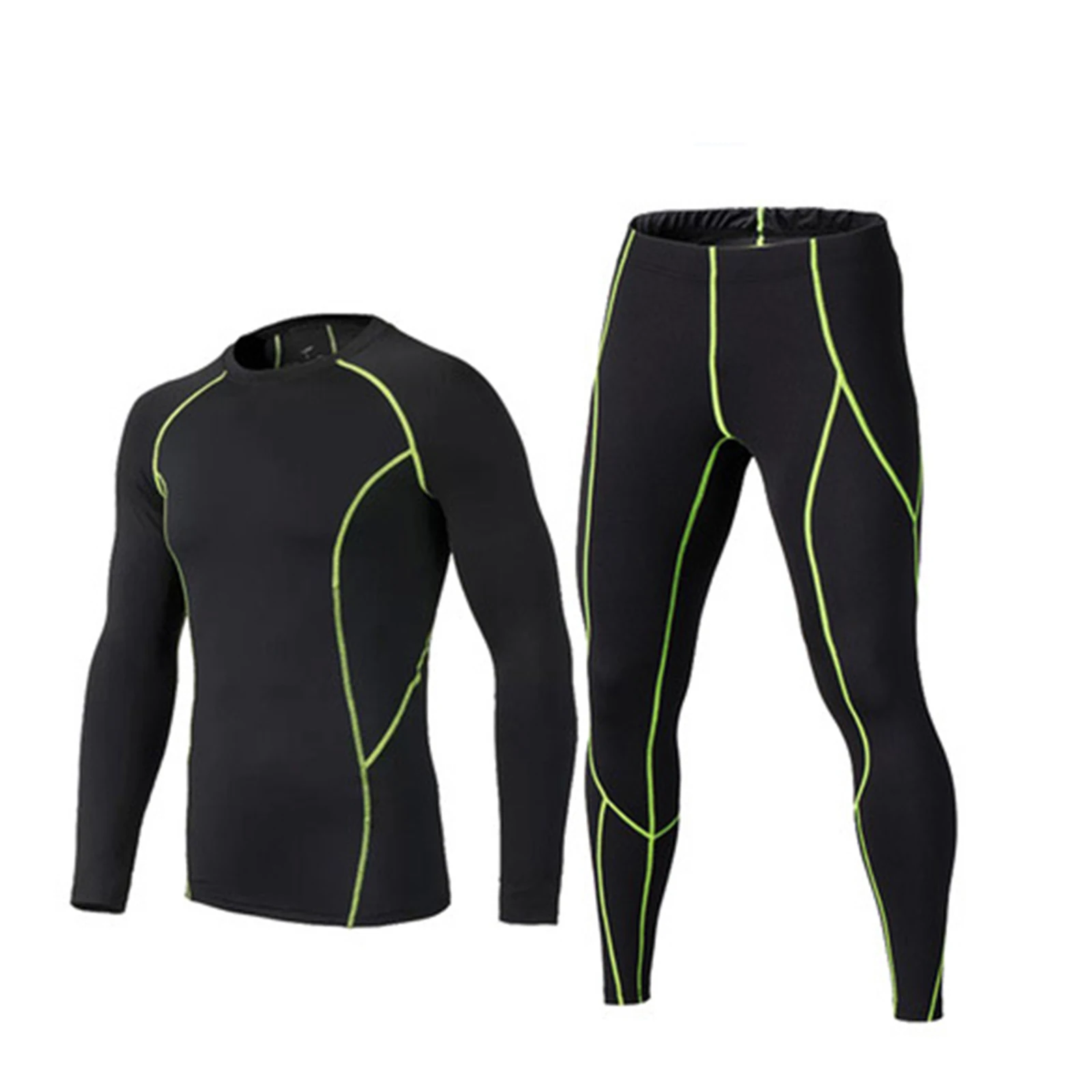 

Men'S Thermal Base Layer Long Sleeve Top Long Johns Exercise Sport Set Compression Top And Bottom Slim Set