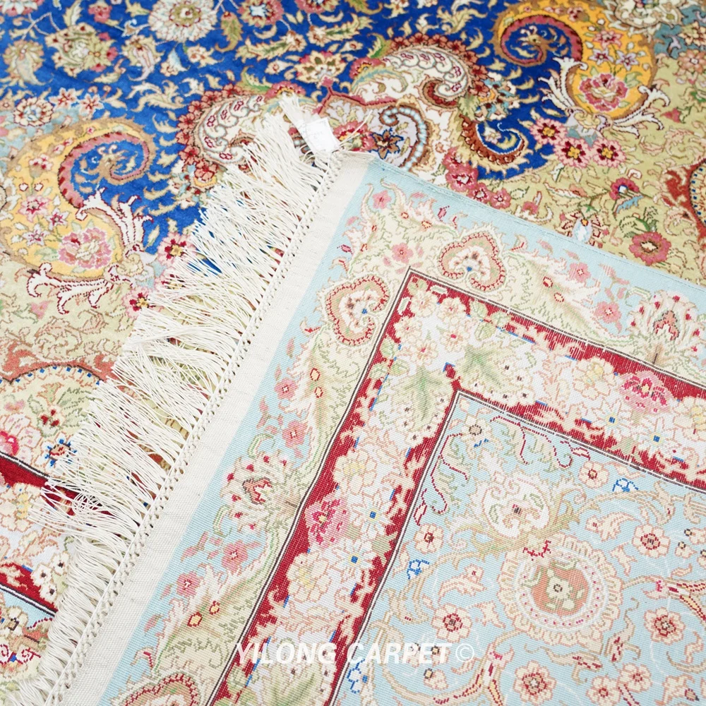 Yilong 9'x9' Qum Silk Carpet Exquisite Hand Knotted Oriental Square Rug (TJ188A) | Дом и сад