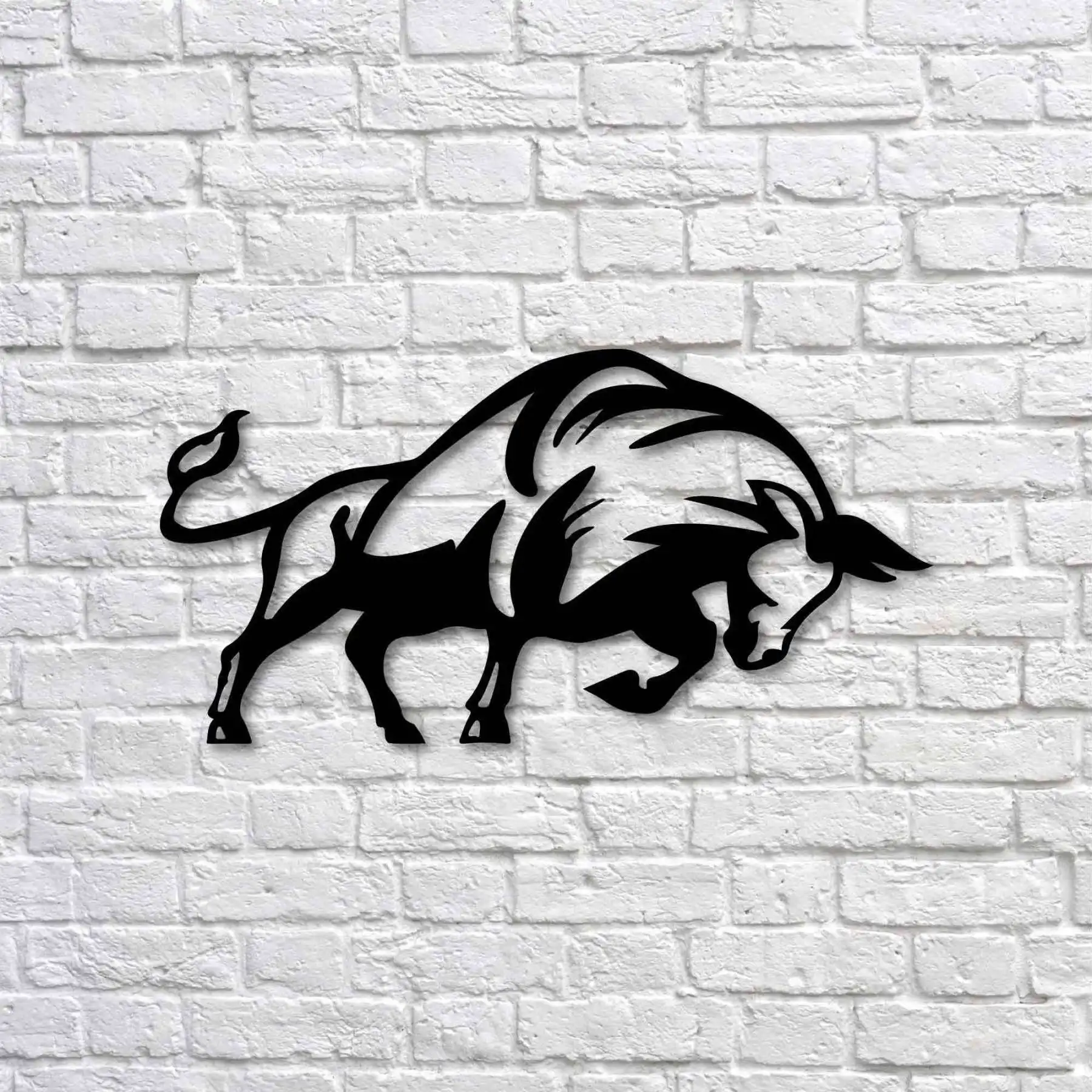 

Metal Wall Art - Bull - Interior Decoration - Wall Hanging - Home Decor - Wall Sign -37x70 cm